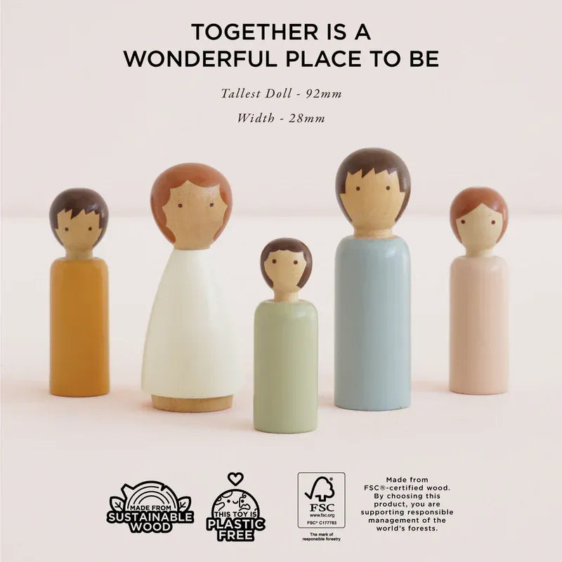 Le Toy Van Dubois wooden family dolls 5-piece set with parent and child figures