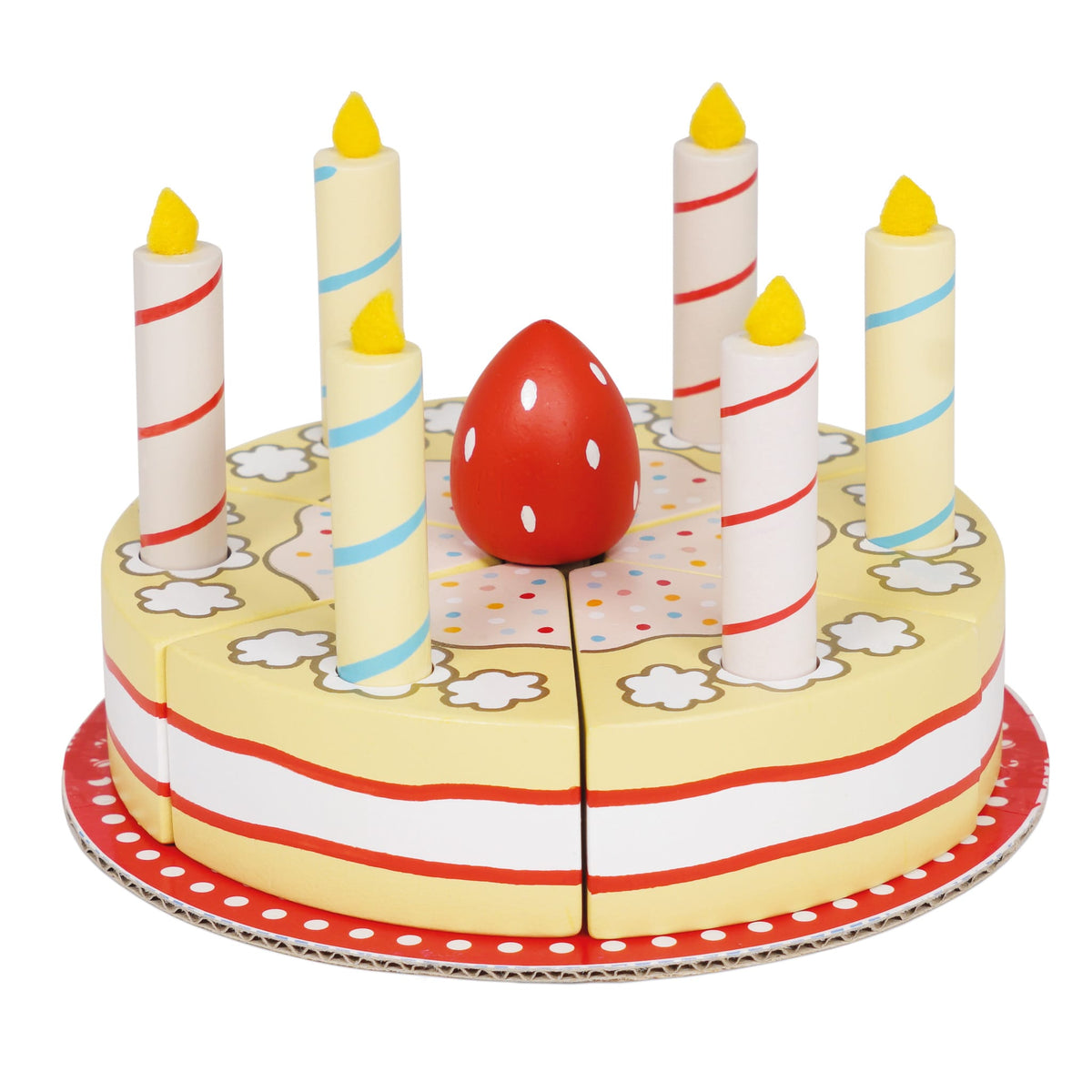Le Toy Van vanilla birthday cake toy with layered design and colorful icing details