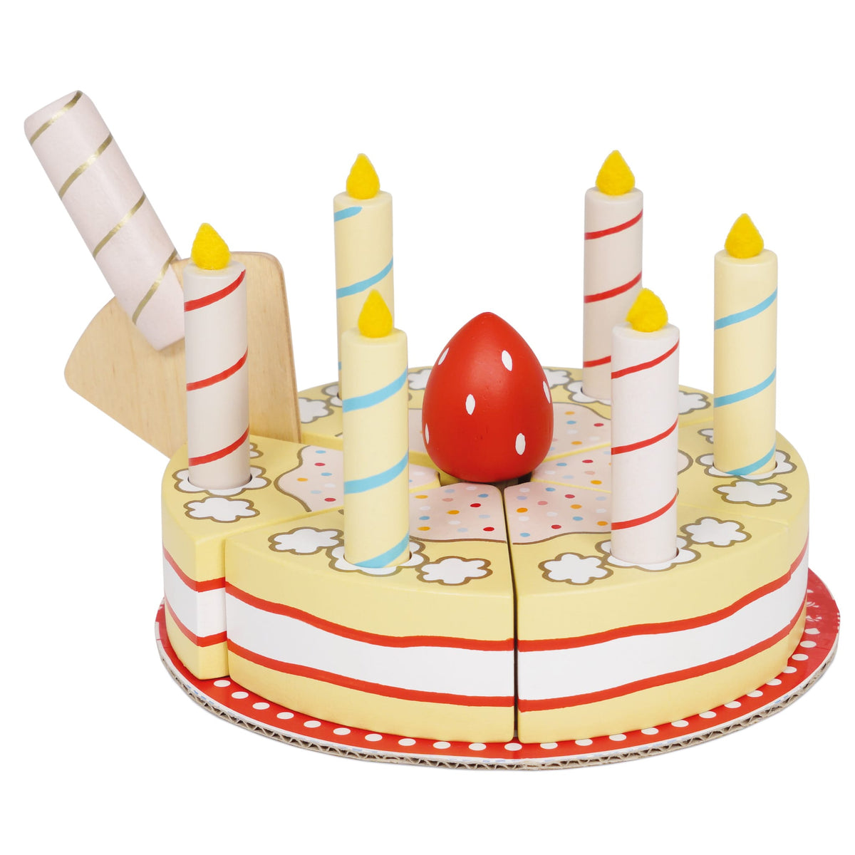 Le Toy Van Vanilla Birthday Cake toy with colorful decorative toppings