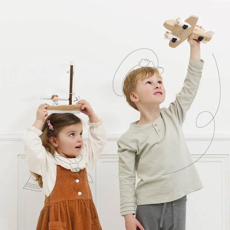 Le Toy Van wooden toy plane in natural wood design for imaginative play