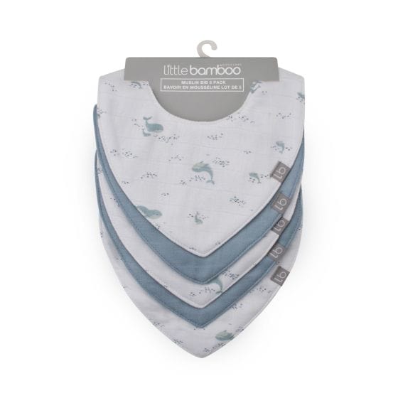 Little Bamboo Baby Accessory Little Bamboo Muslin Bib 5Pk - Retro Blue