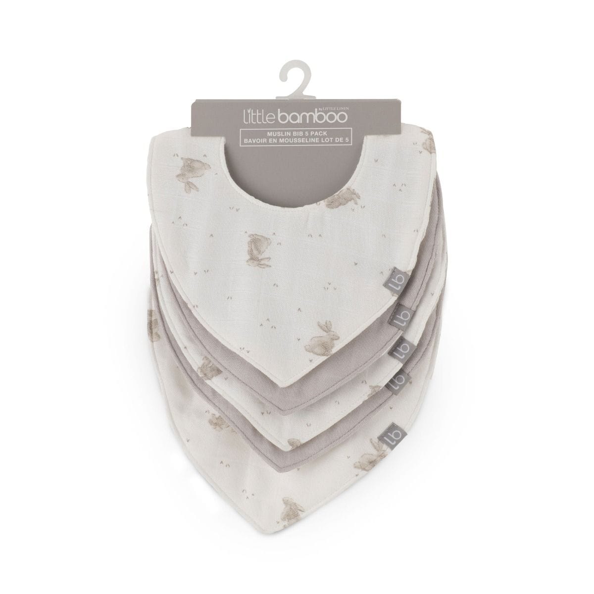 Little Bamboo Baby Accessory Little Bamboo Muslin Bib 5Pk - Stone Grey