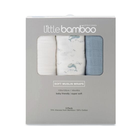 Little Bamboo Baby Accessory Little Bamboo Muslin Wrap 3Pk - Retro Blue