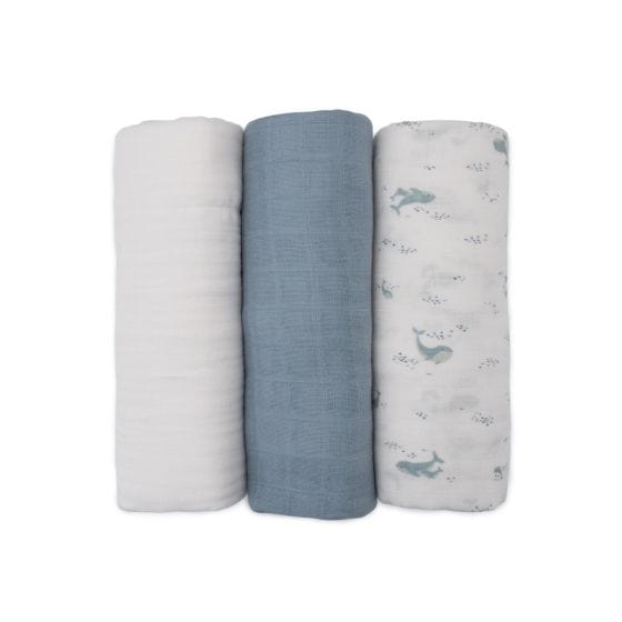 Little Bamboo Baby Accessory Little Bamboo Muslin Wrap 3Pk - Retro Blue