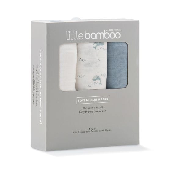 Little Bamboo Baby Accessory Little Bamboo Muslin Wrap 3Pk - Retro Blue