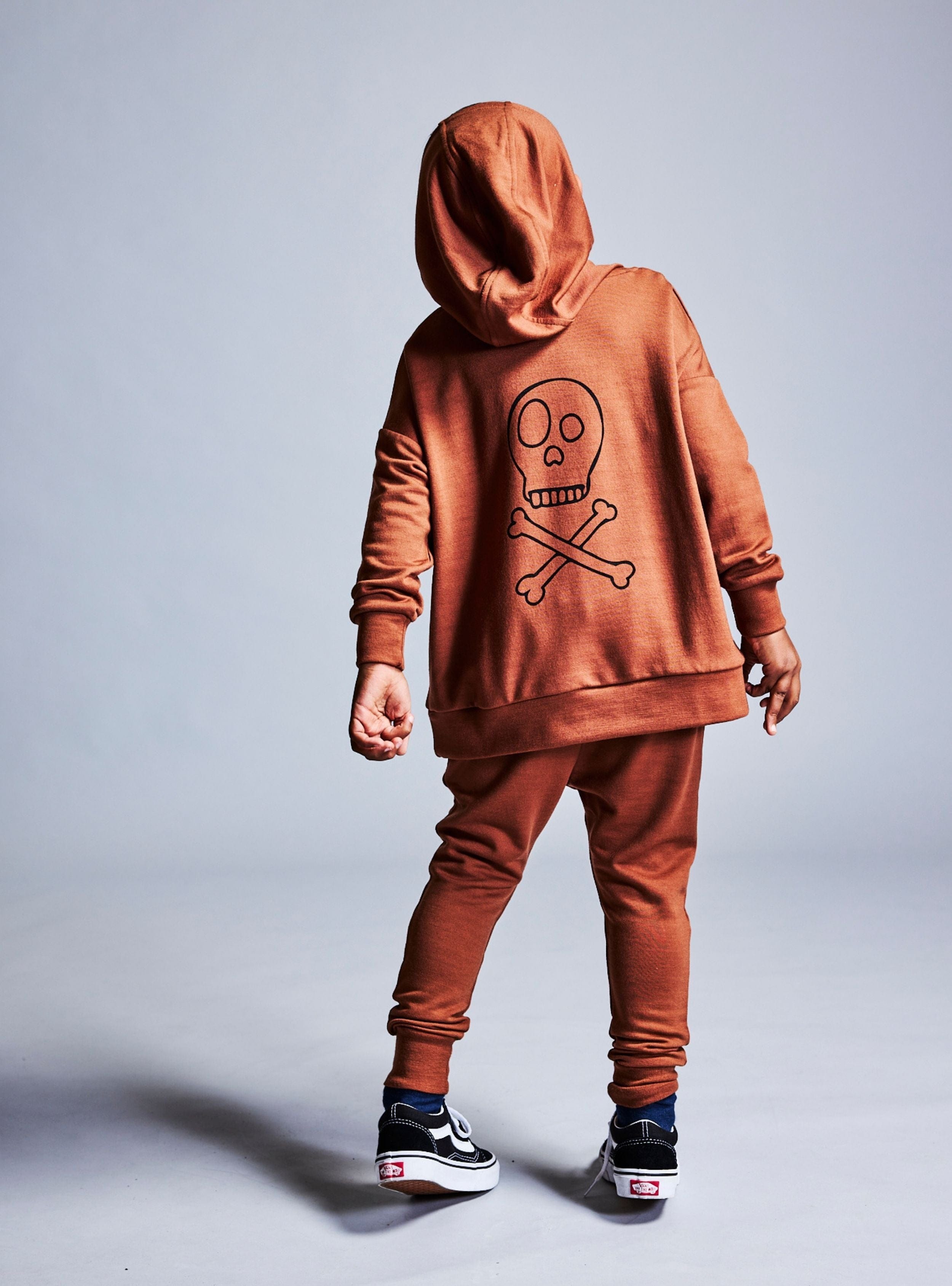 Little Flock Of Horrors Boys Jumper Jagger Hoodie - Clay
