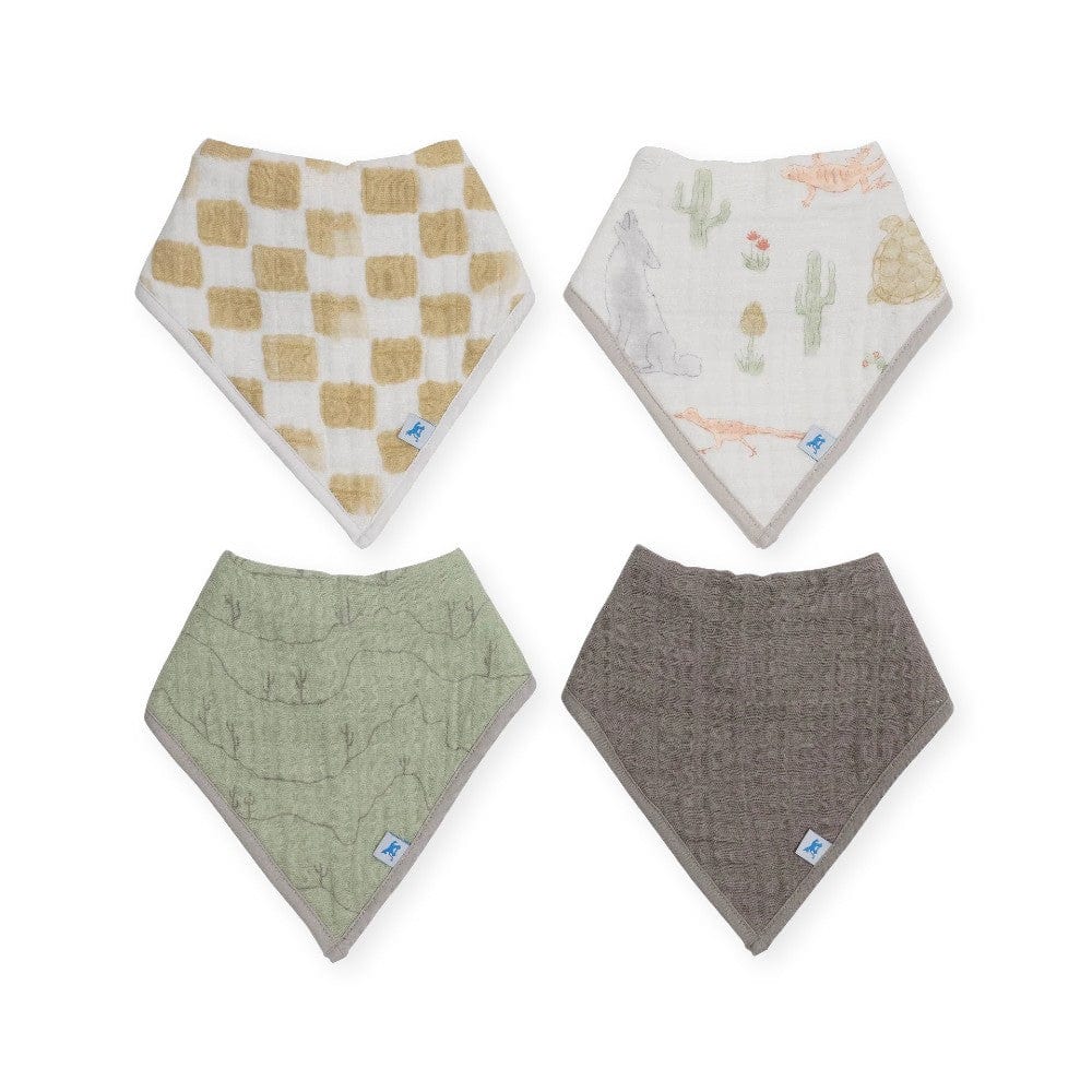 Little Unicorn Accessory Bib Adobe Checker Cotton Muslin Fleece Bandana Bib - 4 Pack
