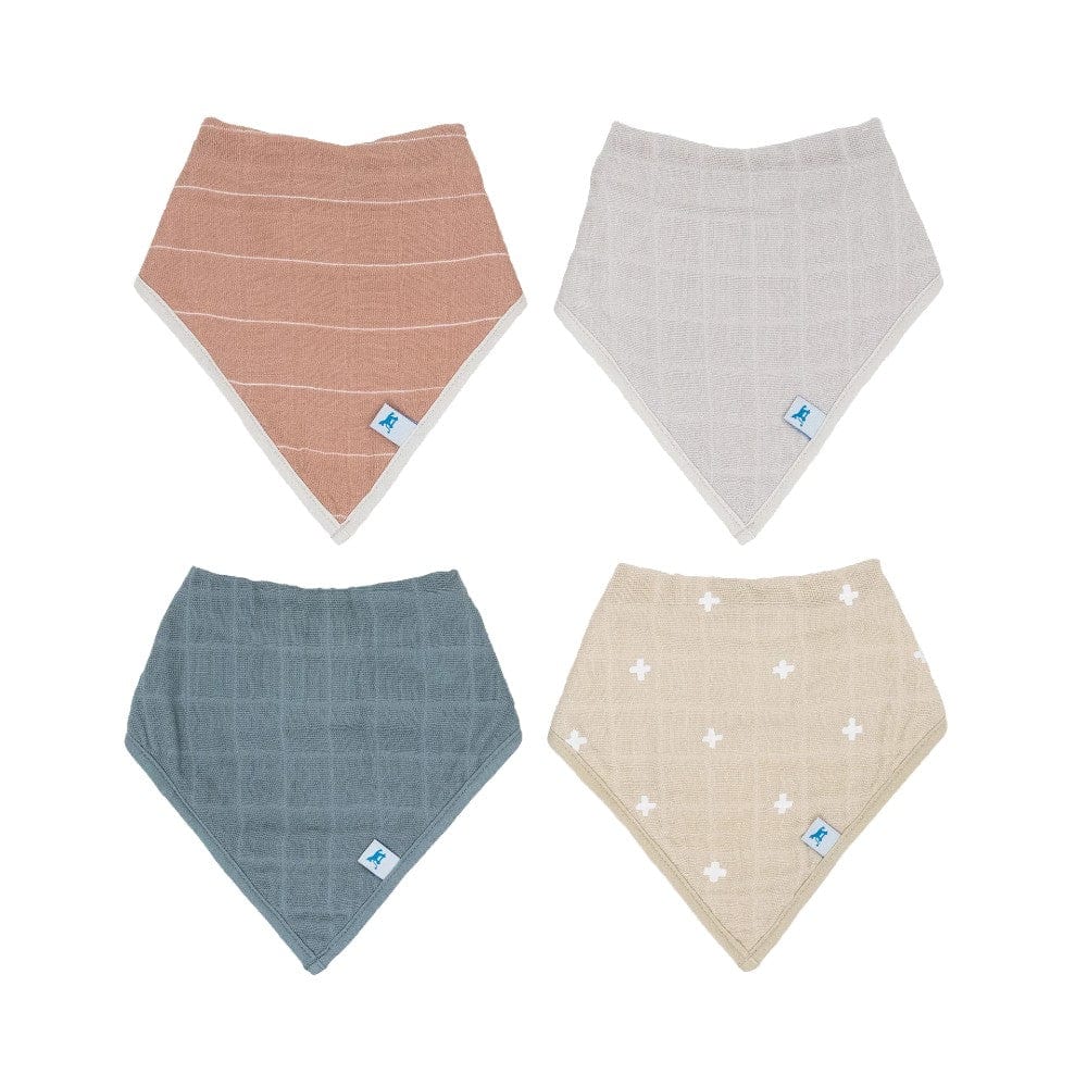Little Unicorn Accessory Bib Mauve Stripe Cotton Muslin Fleece Bandana Bib - 4 Pack