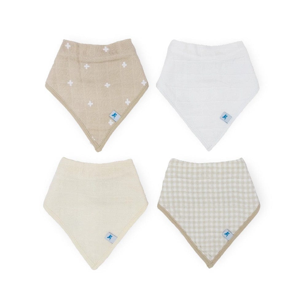 Little Unicorn Accessory Bib Taupe Cross Cotton Muslin Fleece Bandana Bib - 4 Pack