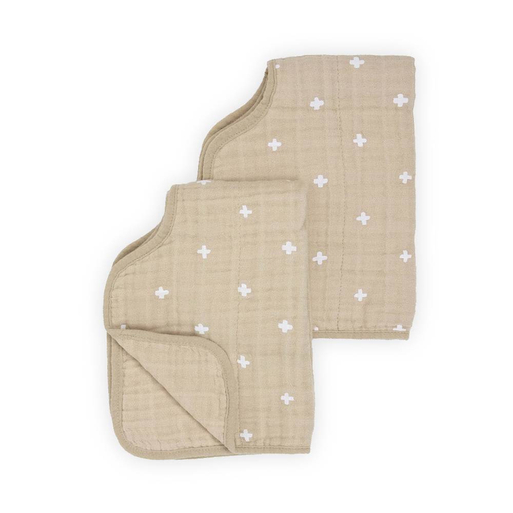 Little Unicorn Accessory Feeding Muslin Burp Cloth 2 Pack - Taupe Cross