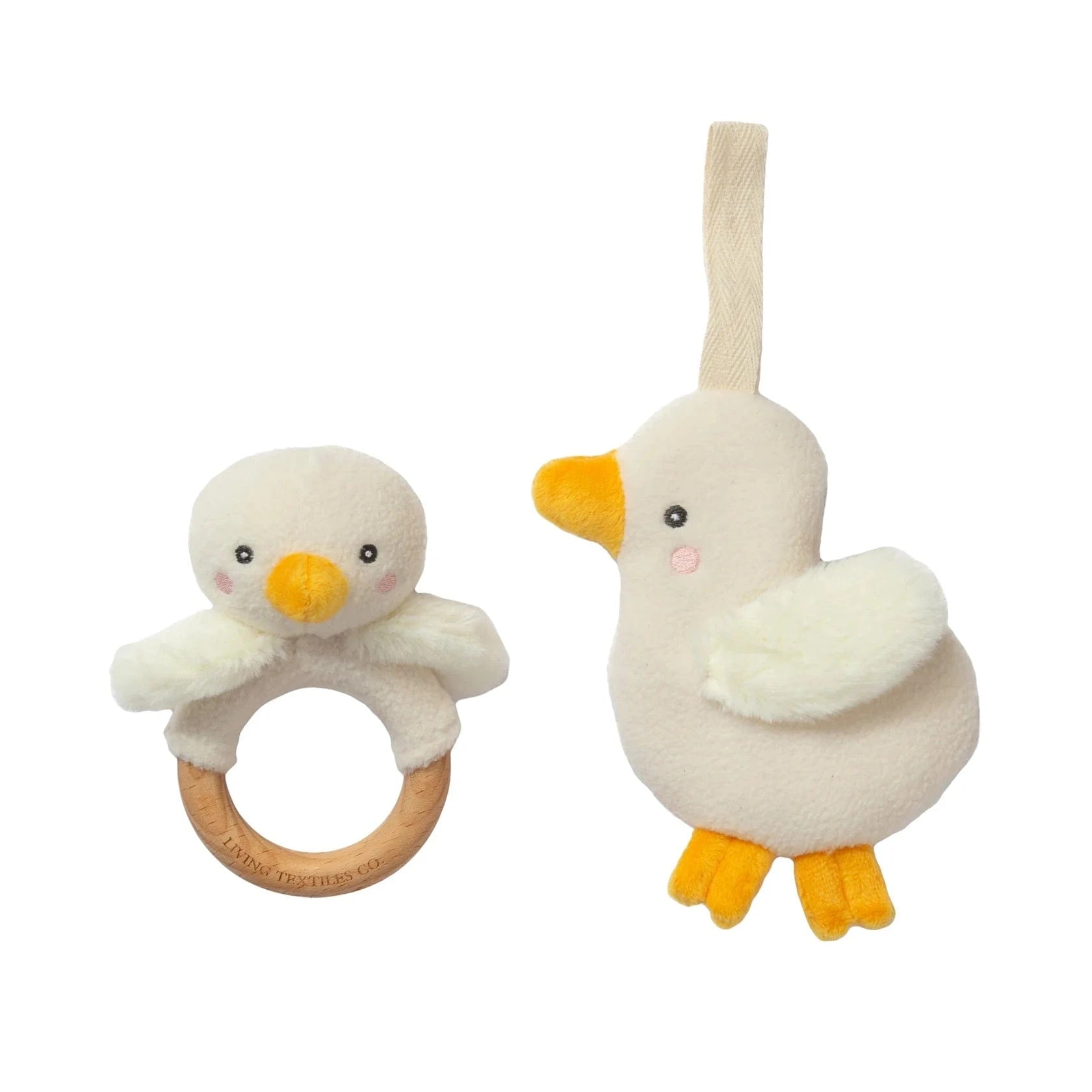 Living Textiles Baby Accessory Teething Ring & Dummy Chain Gift Set - Goosey Goosey