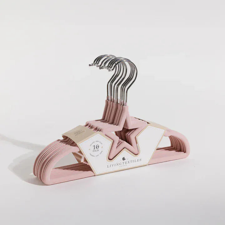 Living Textiles Room Decor Baby Coat Hangers 10 Pack - Stars/Pink