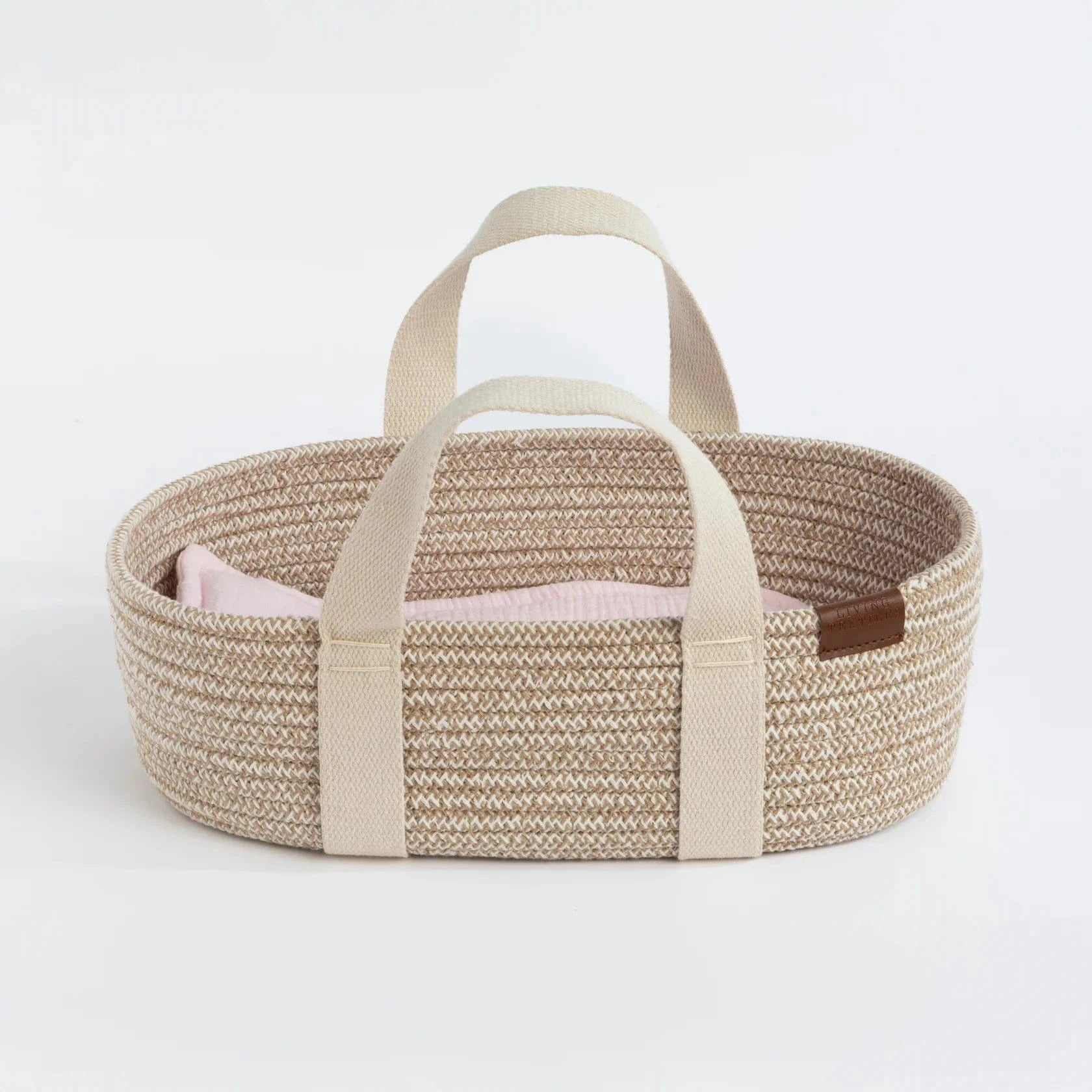 Living Textiles Toys 100% Cotton Rope Doll Moses Basket - Blush