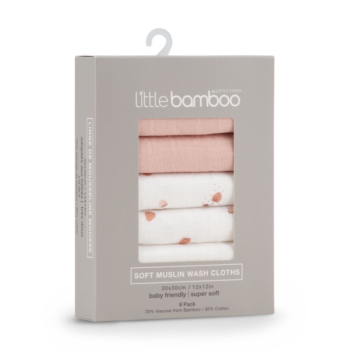 Little Bamboo Muslin Washers 6 pack - Dusty Rose