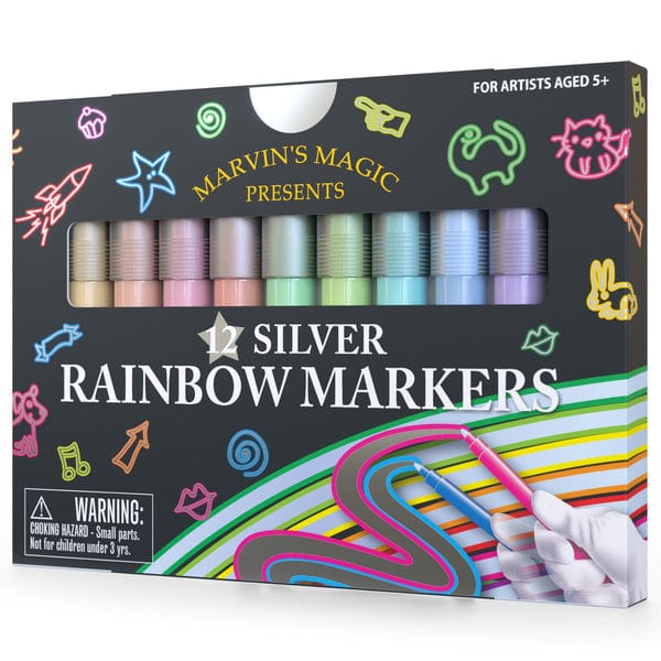 Marvin's Magic Toys Silver Rainbow Markers 12pk
