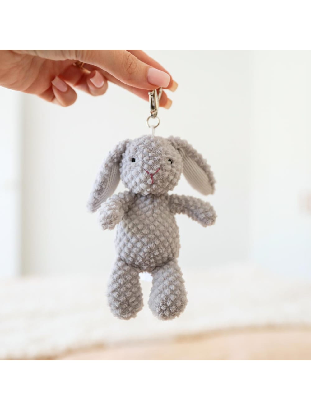 Mary Meyer Toys Soft Grey Nubby Bunny Bag Charm