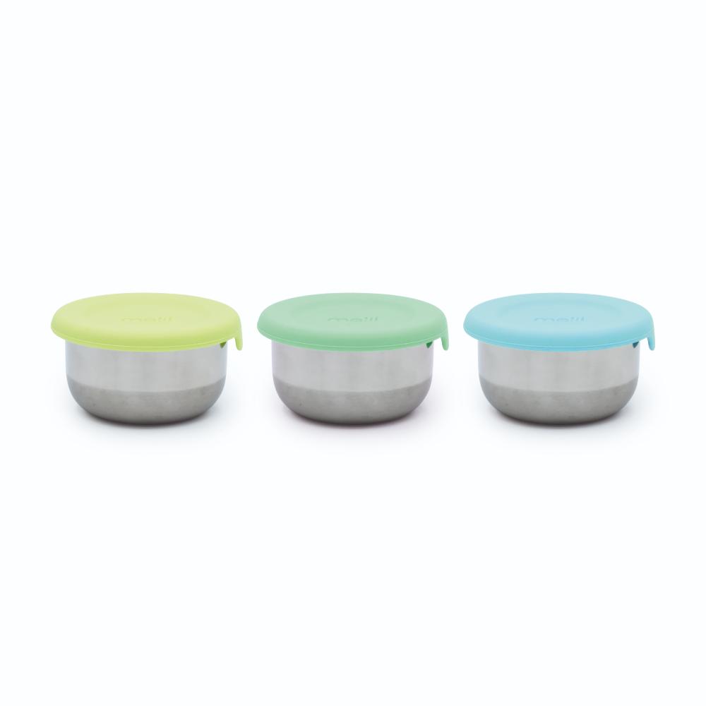 Melii Accessory Feeding Blue Mini Silicone & Stainless Steel Containers 3pc