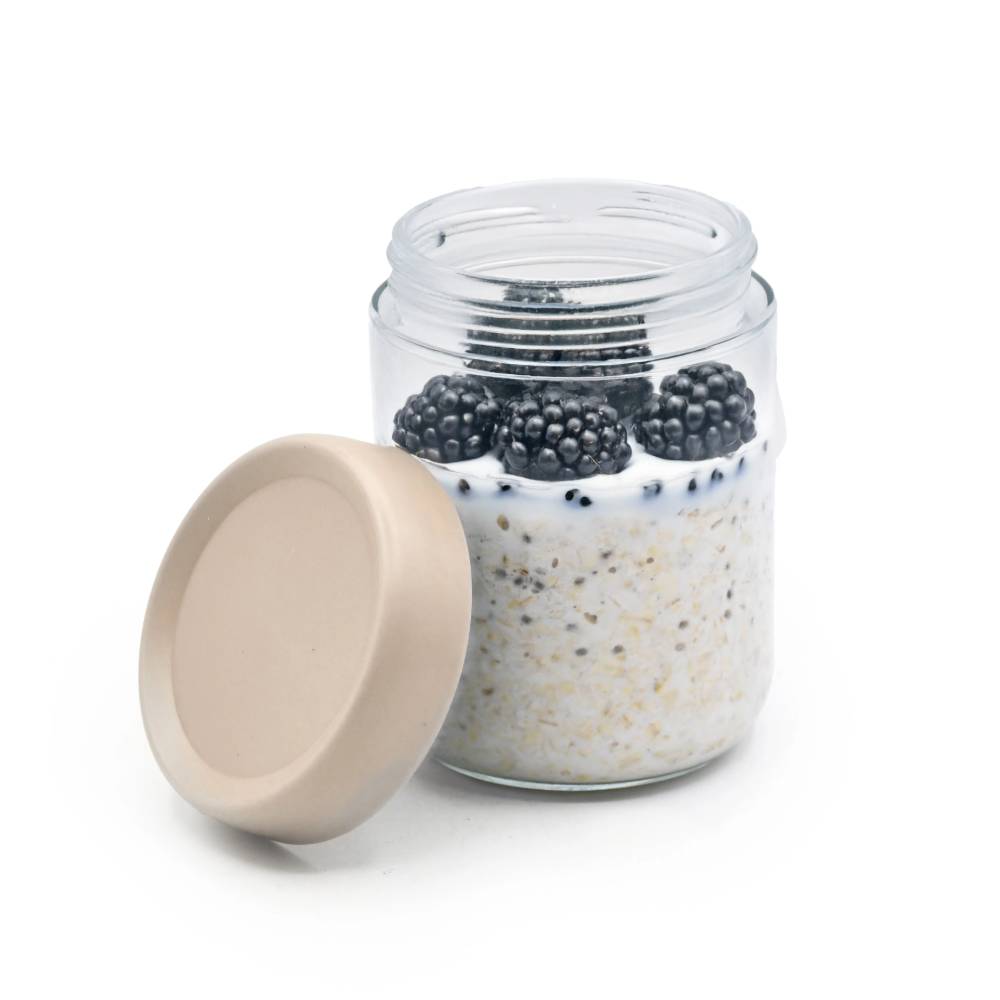 Melii Accessory Feeding Glass Overnight Oat Jars 2pk - Sage/Ivory