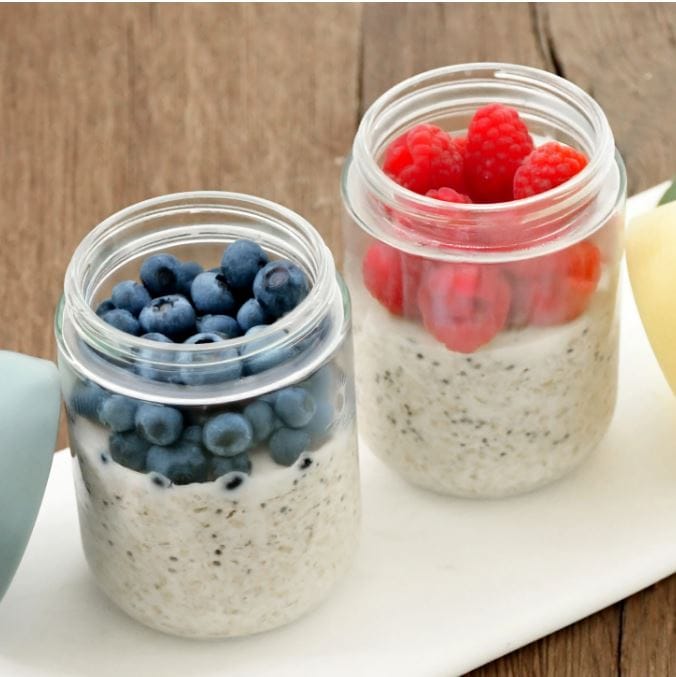 Melii Accessory Feeding Glass Overnight Oat Jars 4pk - Ivory/Oat Milk/Sage/Cactus Fern
