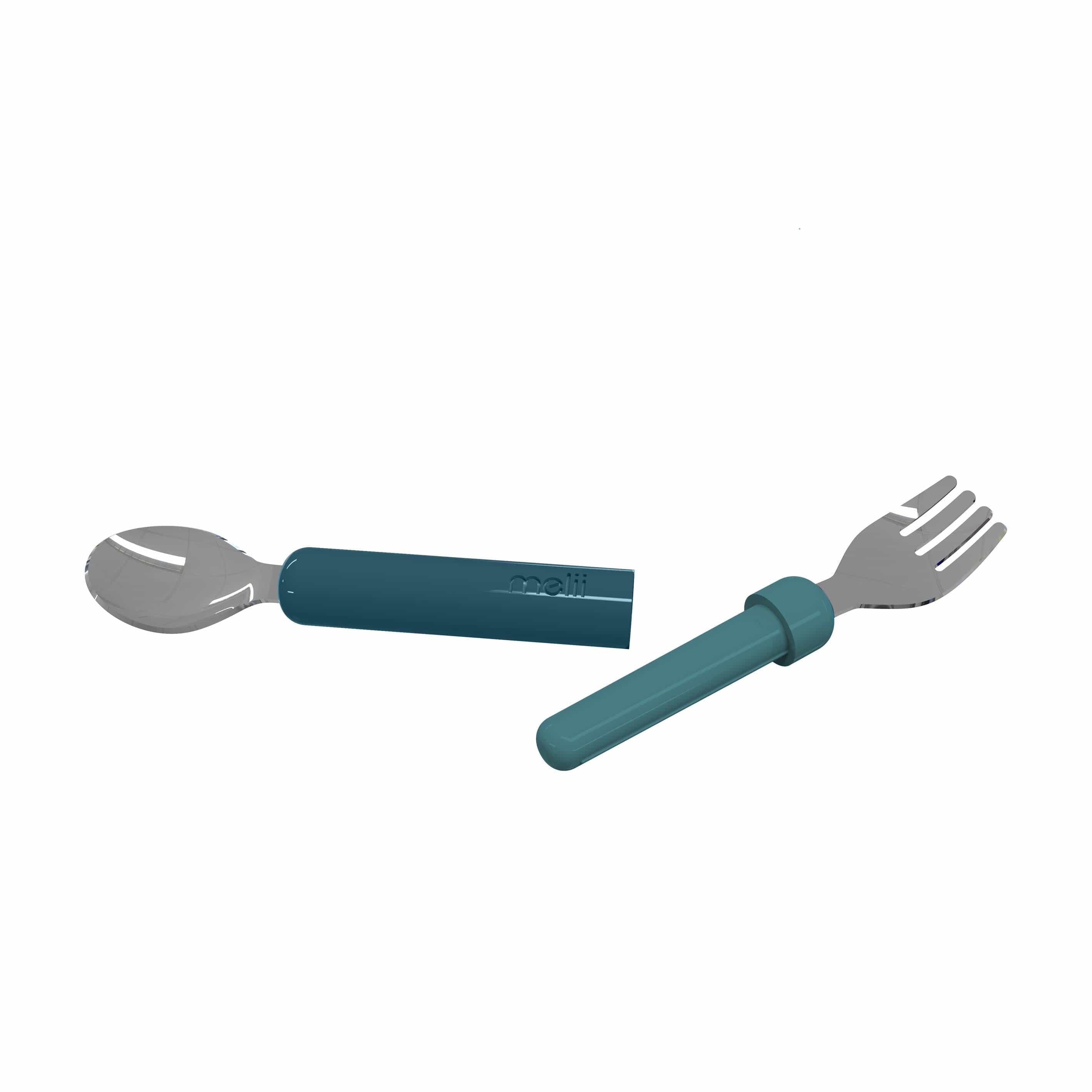 Melii Accessory Feeding Luxe Blue + Beige Melii Detachable Spoon & Fork