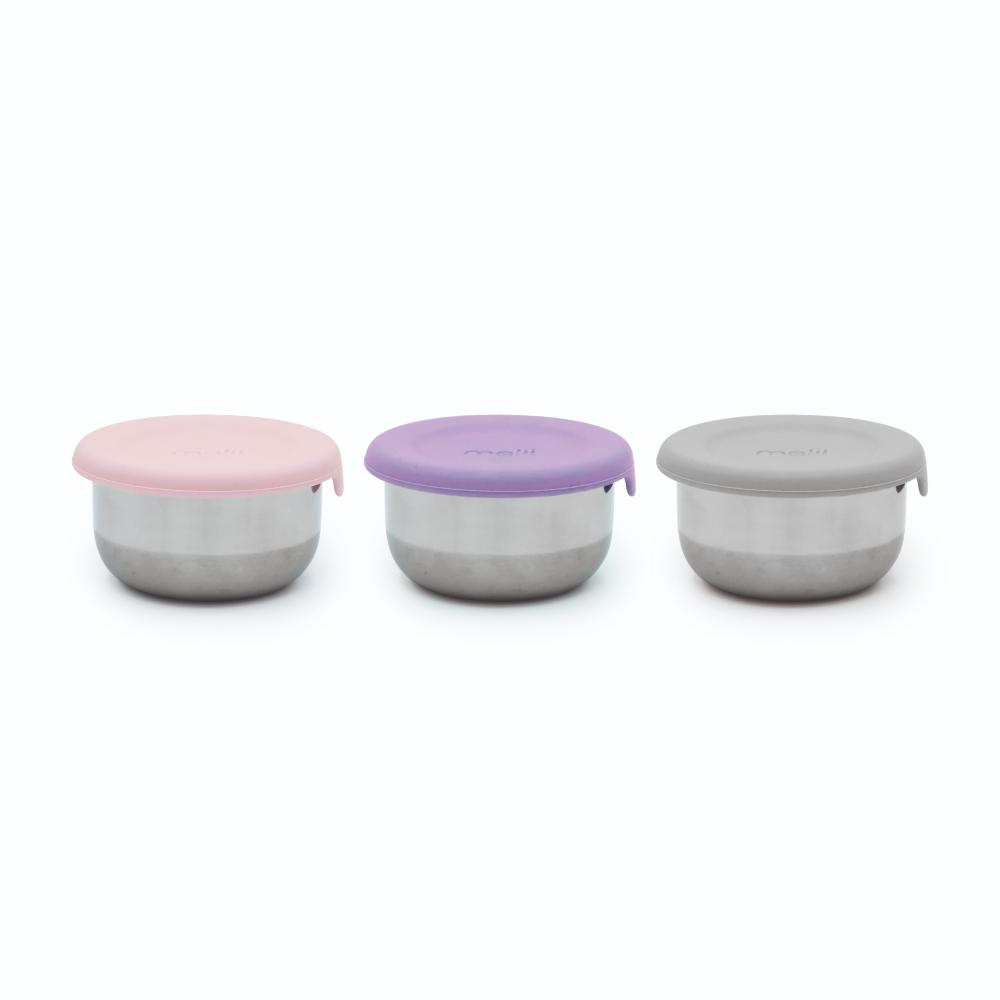 Melii Accessory Feeding Pink Mini Silicone & Stainless Steel Containers 3pc
