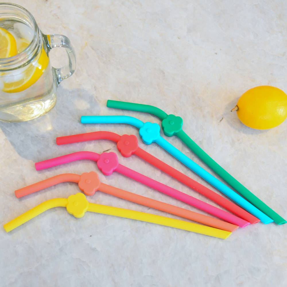 Melii Accessory Feeding Silicone Straws 6pk - Flowers