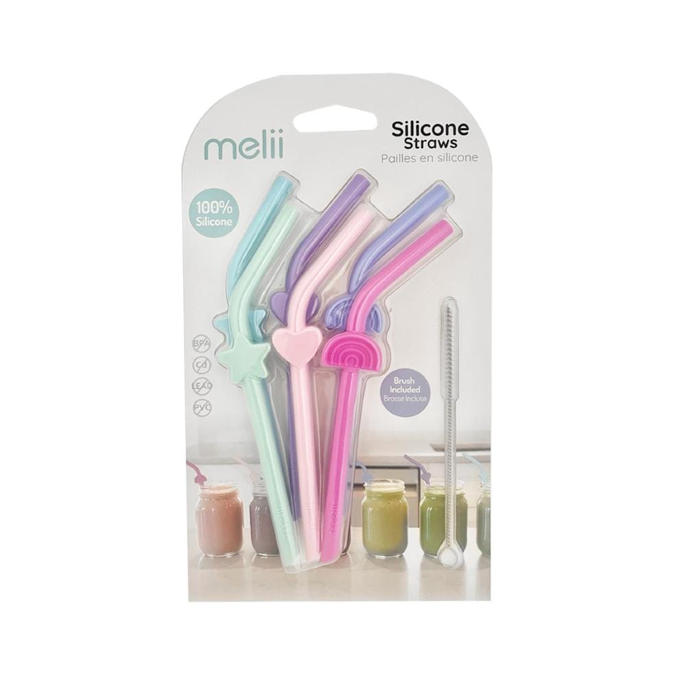 Melii Accessory Feeding Silicone Straws 6pk - Rainbow/Heart/Stars