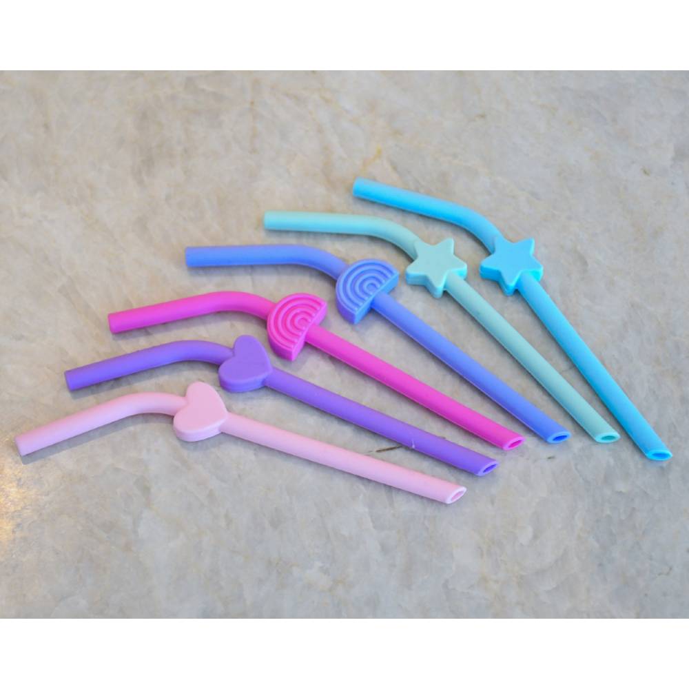 Melii Accessory Feeding Silicone Straws 6pk - Rainbow/Heart/Stars