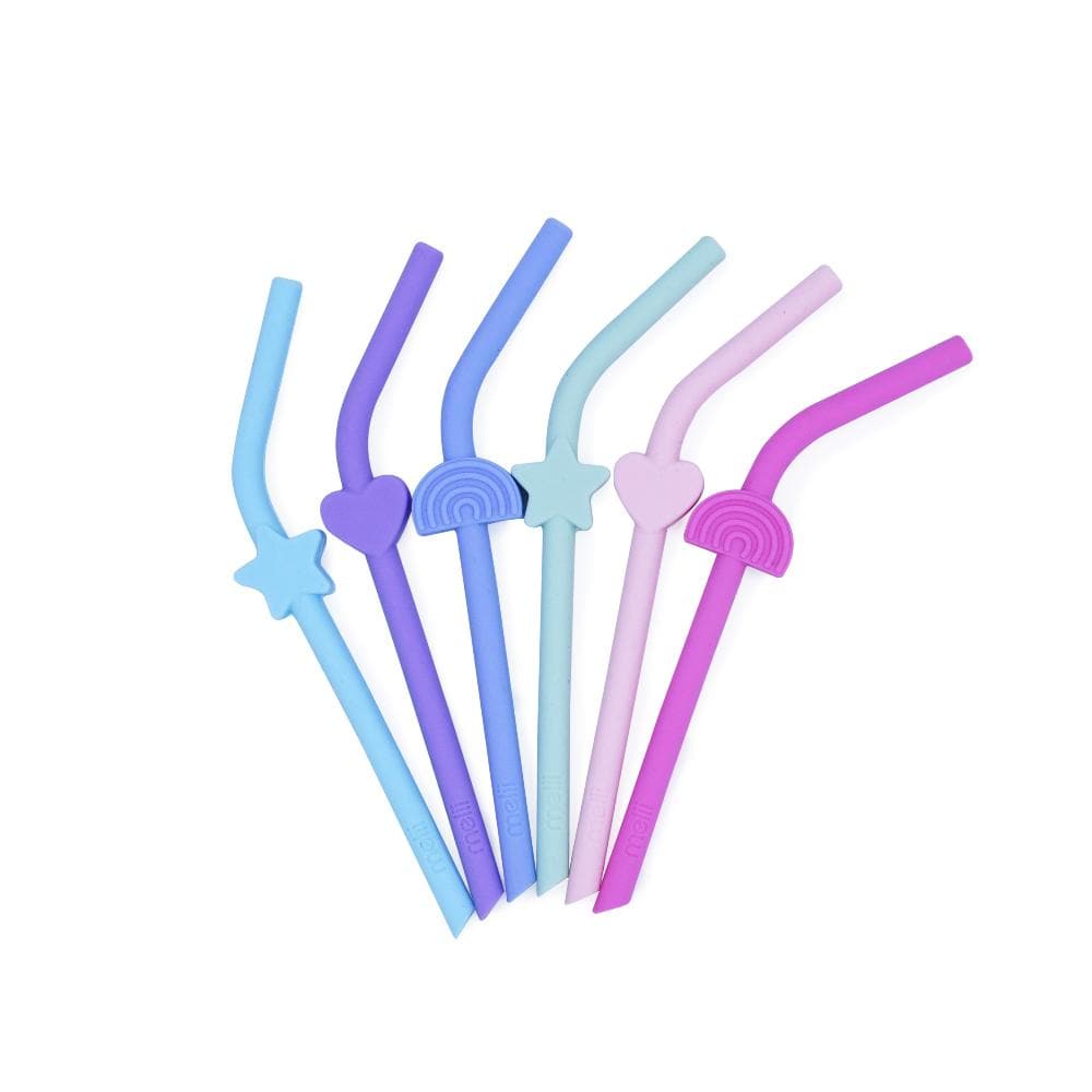Melii Accessory Feeding Silicone Straws 6pk - Rainbow/Heart/Stars