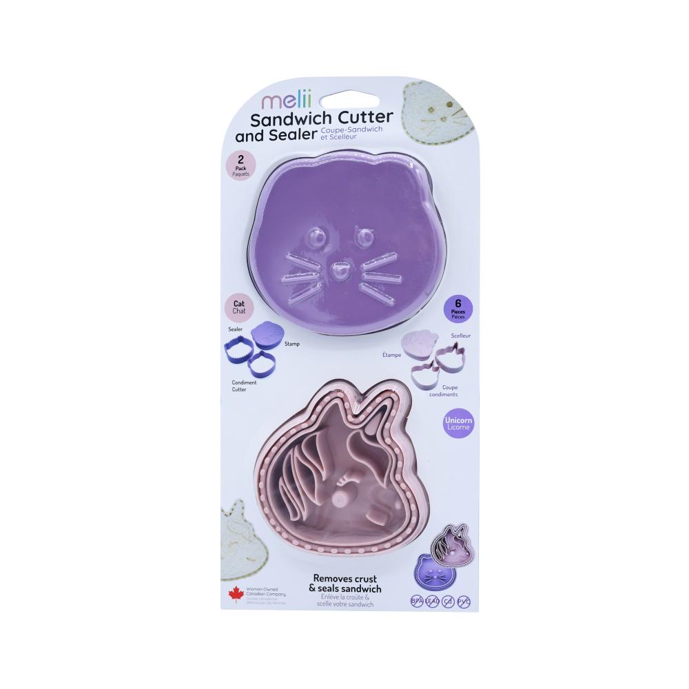Melii Accessory Feeding Unicorn/Cat 3-in-1 Sandwich Cutters 2pk
