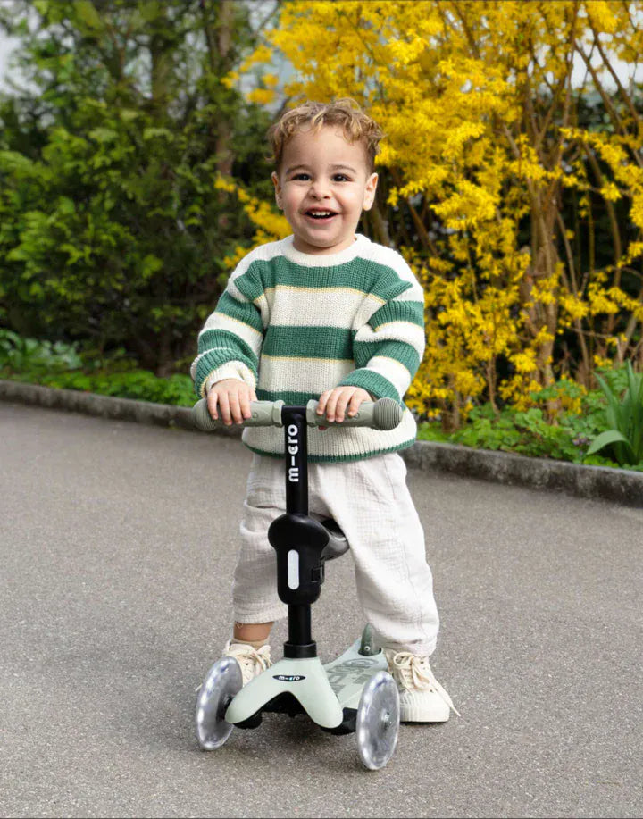 Micro Toys Olive Sage Micro Rock & Go Mini Deluxe LED 3 Wheel Scooter