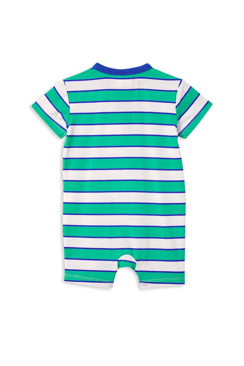 Milky Boys All In Ones Green Stripe Henley Romper