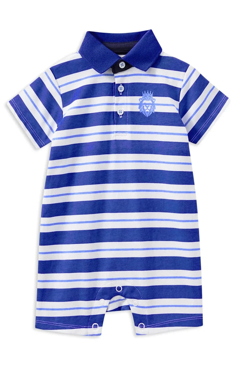 Milky Boys Onesie 0-3M Blue Stripe Rugby Romper