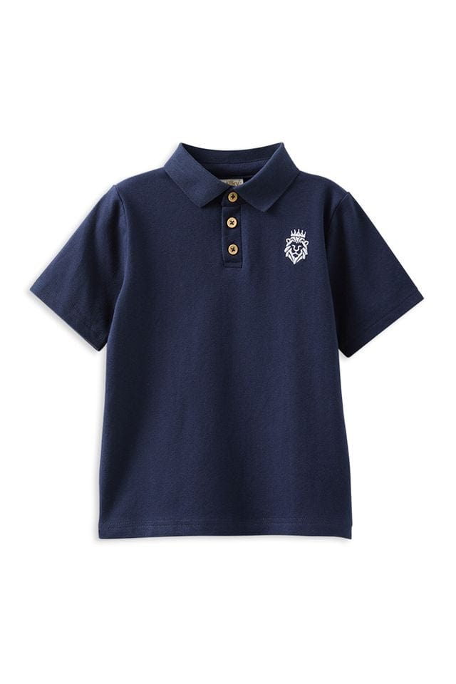 Milky Boys Tops 2Y Navy Knit Polo Shirt