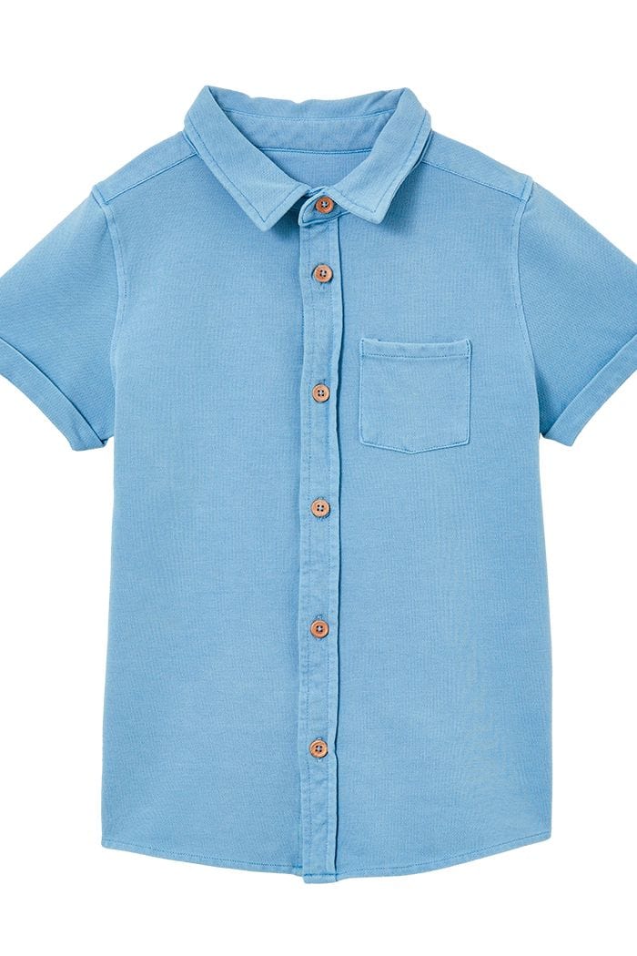 Milky Boys Tops Blue Pique Shirt