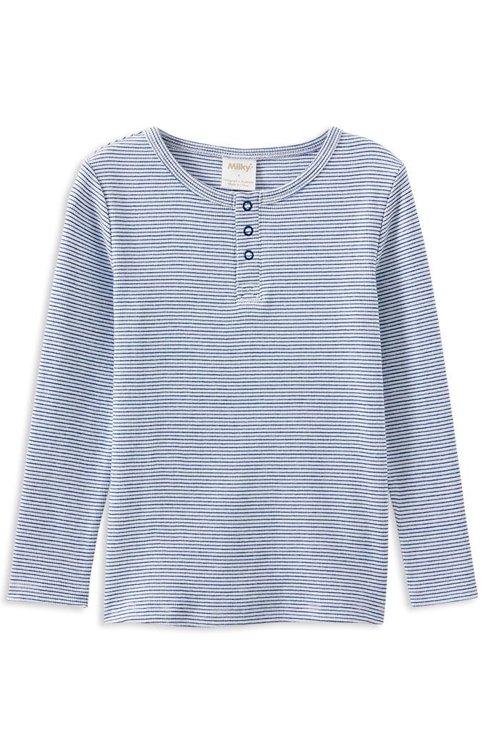 Milky Boys Tops Blue Stripe Henley