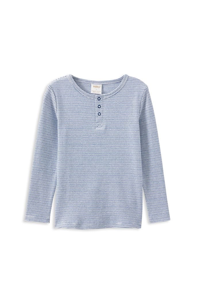 Milky Boys Tops Blue Stripe Henley