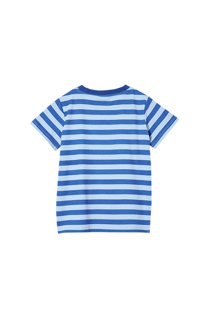 Milky Boys Tops Denim Blue Stripe Tee