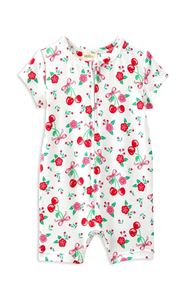 Milky Girls All In One 0-3M Sweet Cherry Zip Romper