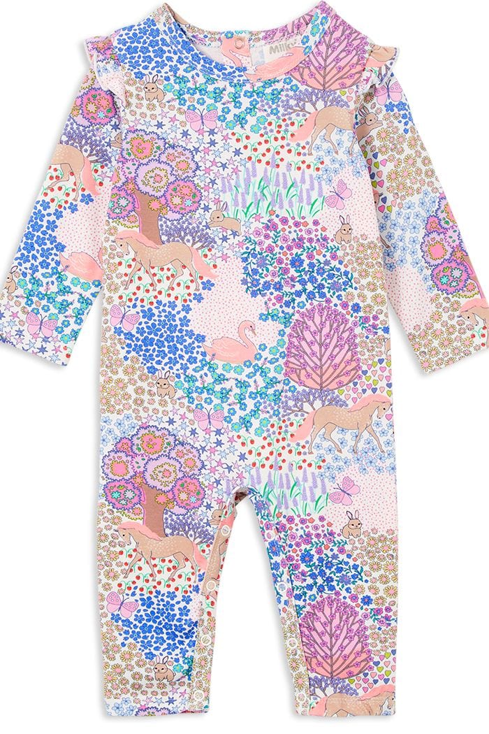 Milky Girls All In One Patchwork Frill Footless Romper