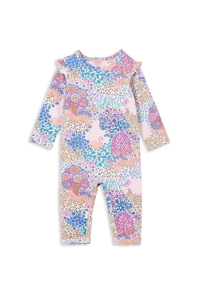 Milky Girls All In One Patchwork Frill Footless Romper W