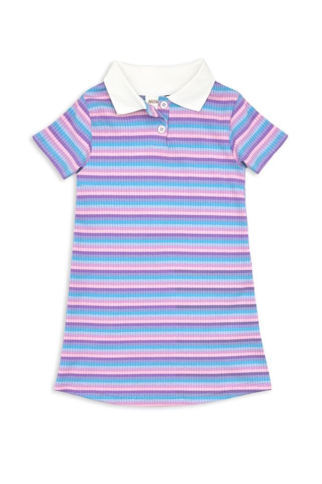 Milky Girls Dress 2Y Lilac Stripe Rib Dress