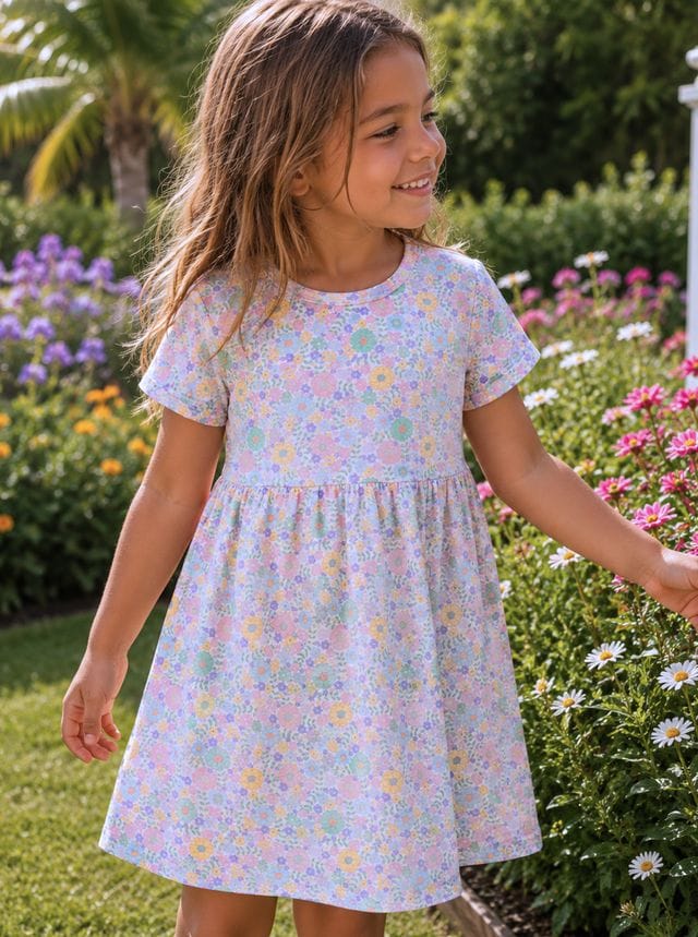 Milky Girls Dress 2Y Pastel Garden Dress