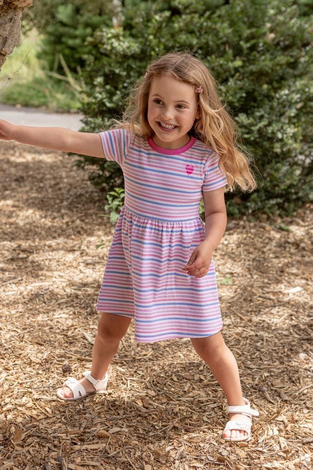 Milky Girls Dress 2Y Pretty Stripe Rib Dress 