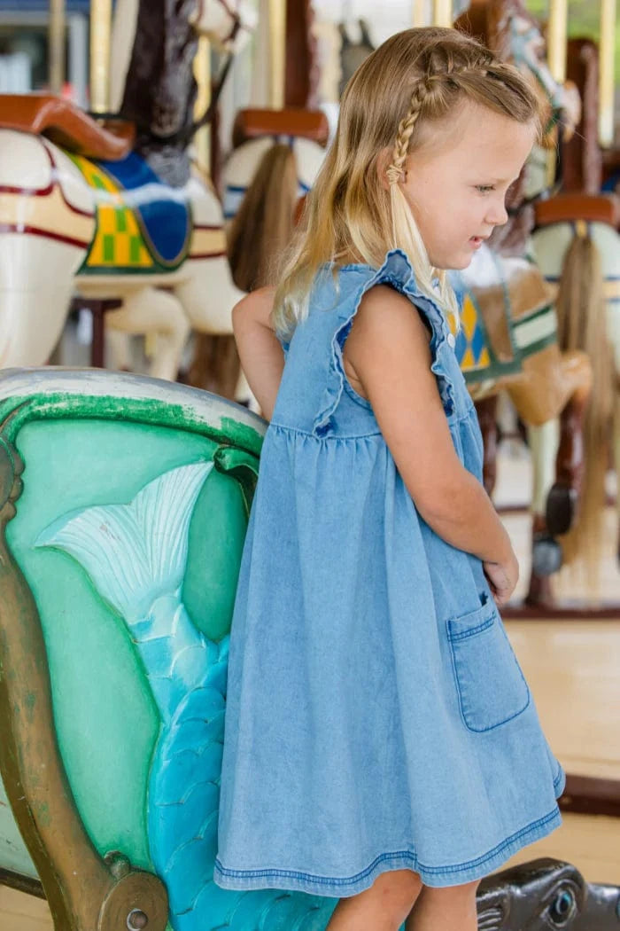 Milky Girls Dress Denim Frill Dress