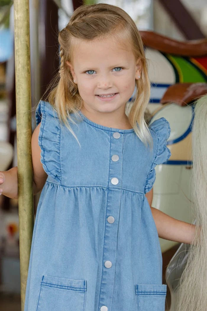 Milky Girls Dress Denim Frill Dress