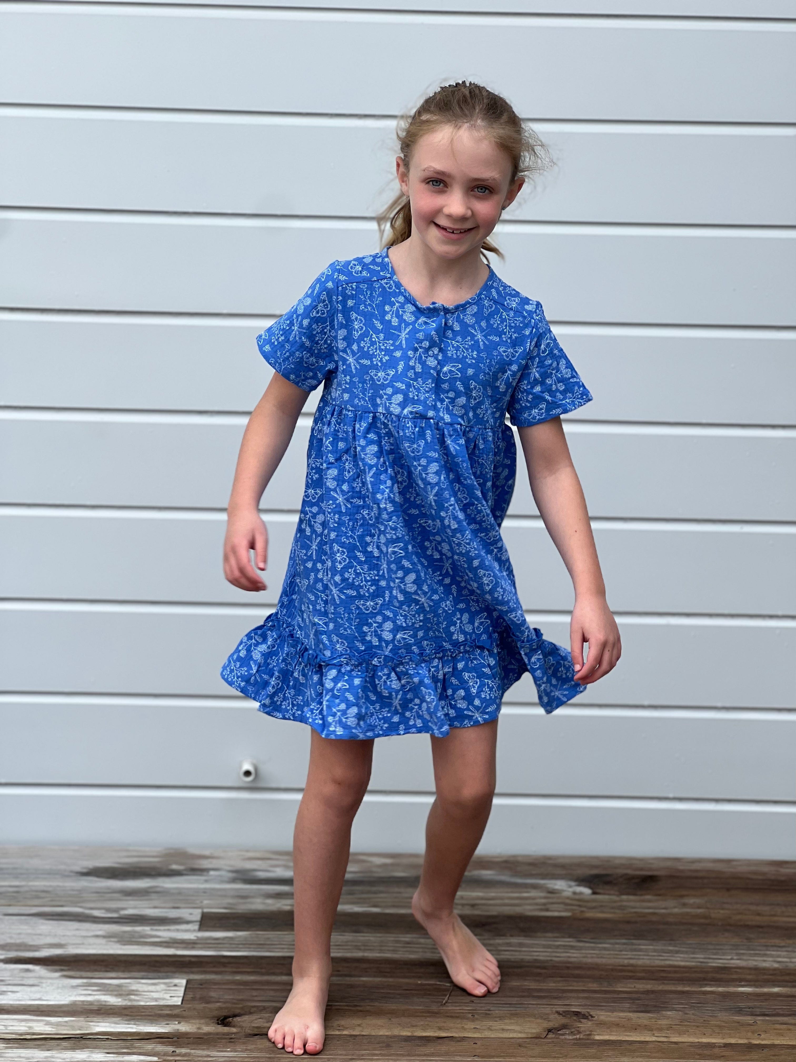 Milky Girls Dress Dragonfly Crinkle Cotton Dress