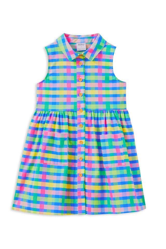 Milky Girls Dress Picnic Check Dress