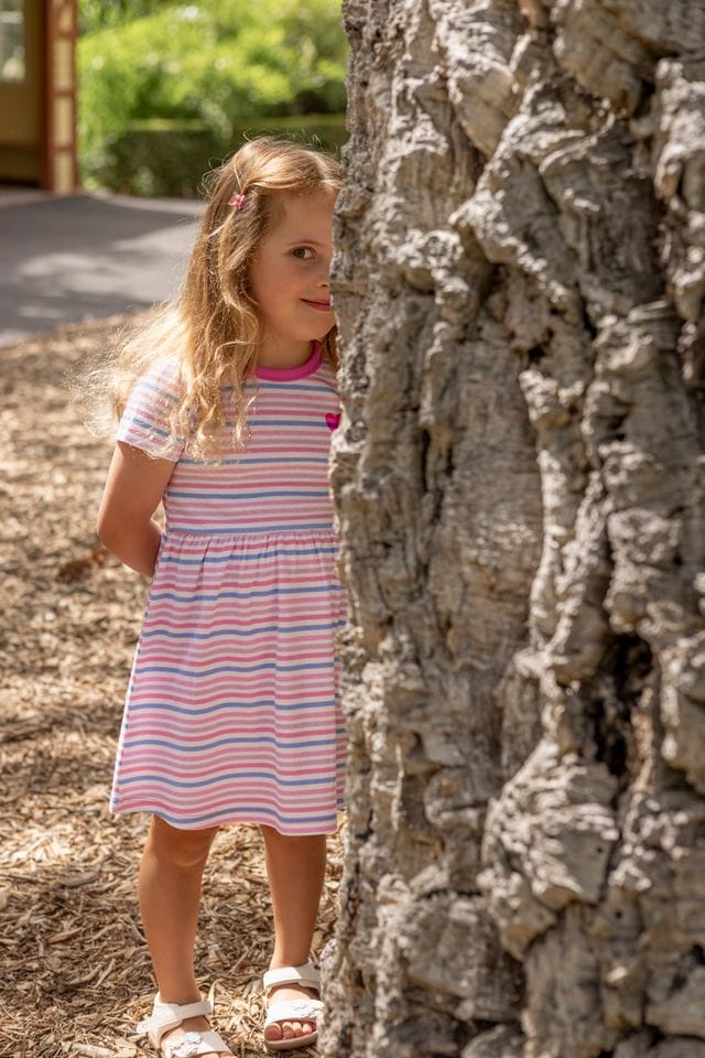Milky Girls Dress Pretty Stripe Rib Dress 