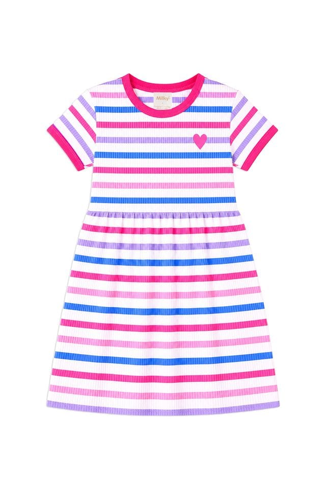 Milky Girls Dress Pretty Stripe Rib Dress 